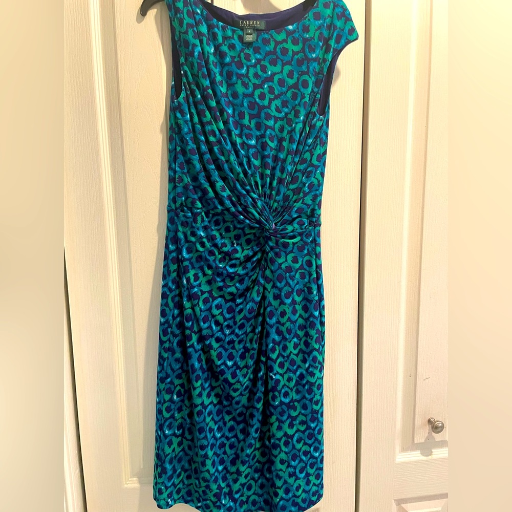 Ralph Lauren dress. Size 8, polyester. Hits above knee.